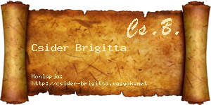 Csider Brigitta névjegykártya